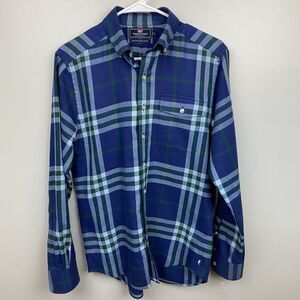 Vineyard Vines Shirt Mens S Blue  Button Plaid Slim Fit Crosby‎ Performance EUC